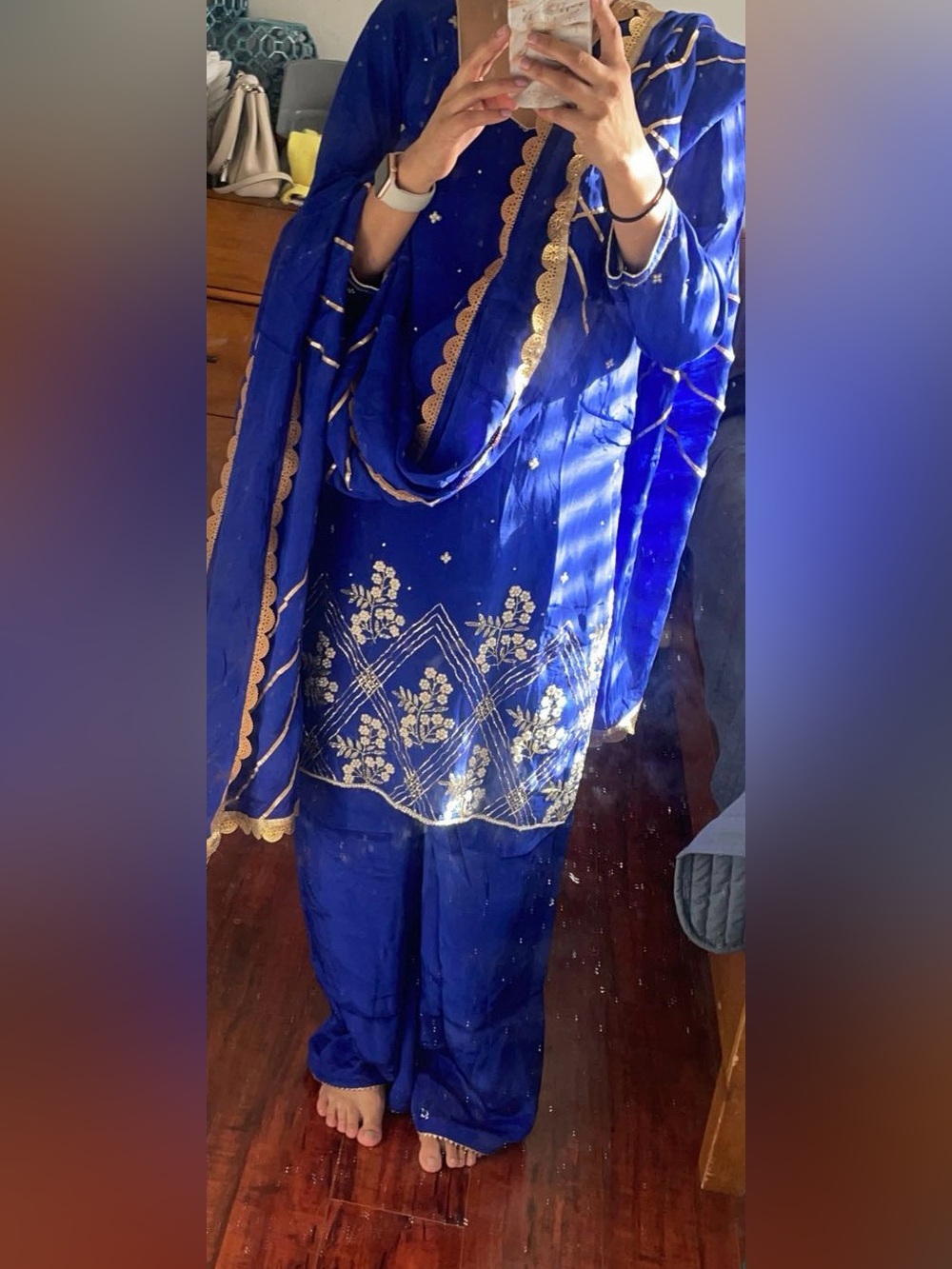 Elegant Blue  Women's Indian suit Punjabi suit 3 piece set